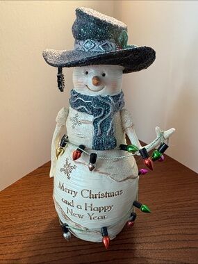 Merry Christmas Snowman with Decorative Faux Lights